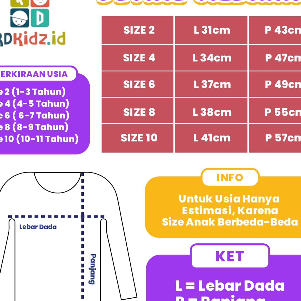 Rdkidzid SET Lengan Panjang Anak Perempuan Motif Muslim Sunnah