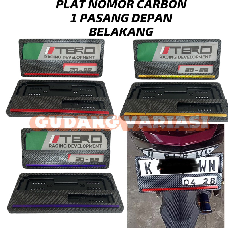 Cover tutup bingkai Plat Nomor Motor polisi karbon carbon SNI 1 set