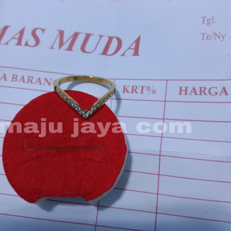 cincin fuji permata asli emas mudah berlapis kadar rendah 17,8 (free surat)