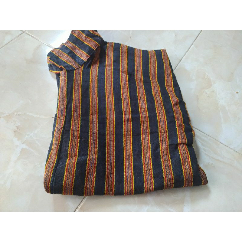 Baju surjan lurik dan  blangkon jogja lipat  motif parang //surjan warna hitam garis coklat