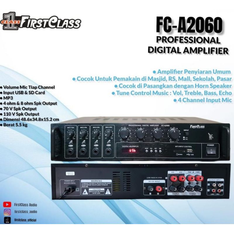 amplifier toa masjid mushola power ampli Firstclass fc a2060 original