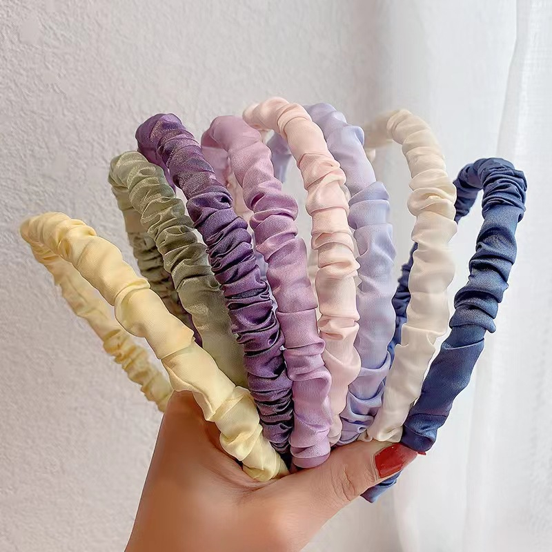 Bando Wanita AUTO Cantik Viral Nagita Scrunchie Satin Korea Serut Headband Bandana Polos Bando Headband Cewek Perempuan Kain Kerut Serunci Fashion ACK47