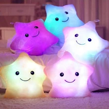 Bantal Bintang Bercahaya Warna-warni Boneka Bantal Katun Realistis Lucu Rumah Boneka Lembut Nyaman LED Bantal Tidur Boneka Bintang