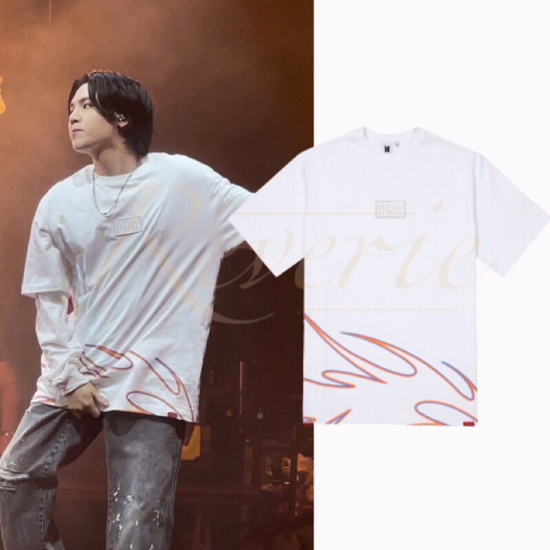 KAOS PUTIH FIRE SUGA AGUSTD CONCERT OUTFIT BAJU TANGAN PANJANG TSHIRT MIN YOONGI AGUST D BTS BANGTAN