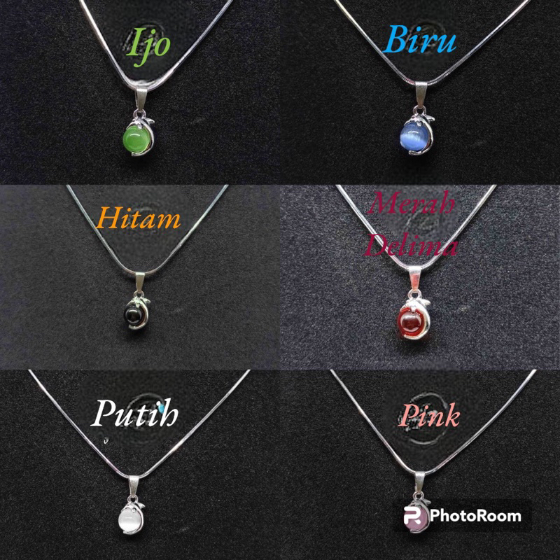 COD KALUNG TITANIUM WANITA LIONTIN BOLA WARNA HITAM PUTIH HIJAU BLUE PINK MERAH