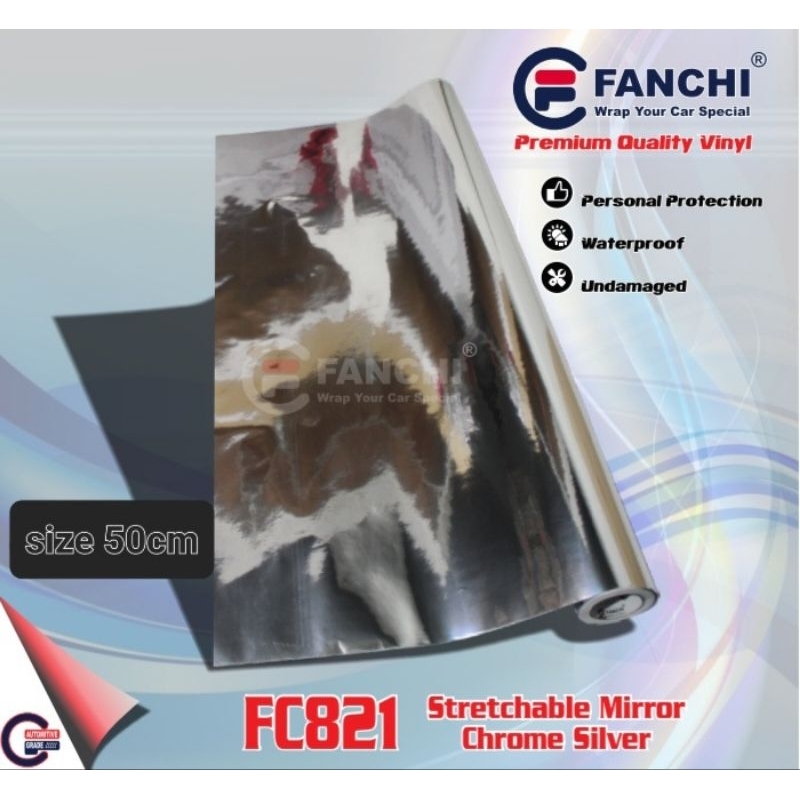 Sticker Fanchi FC821 Mirror Chrome Silver Chrome Lentur Premium Wrap