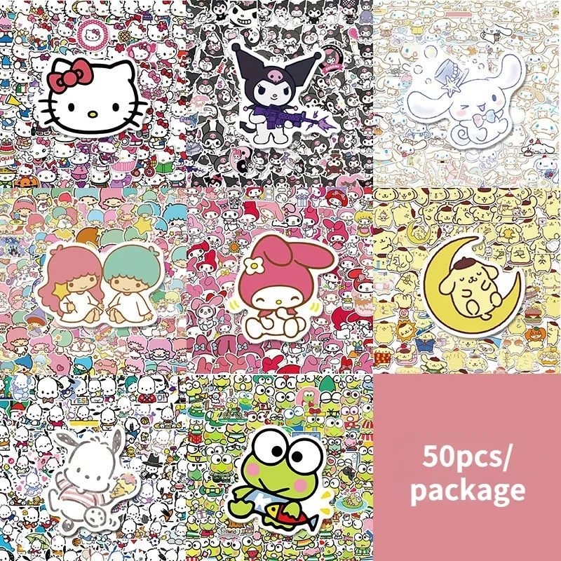 

50pcs Sticker Anti Air Sticker Sanrio | Sticker Hello Kitty | Sticker Kuromi | Popuri | Cinamonroll | Melody | Keropi