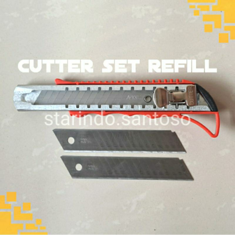 CUTTER BESAR 18 MM silet pisau cuter pemotong serbaguna kertas knife kuat tajam auto lock 18mm