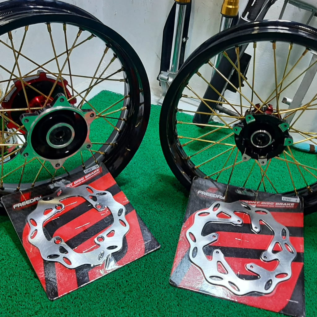 VELG SUPERMOTO CRF 150 L RING 17 + DISC PIRINGAN BARU