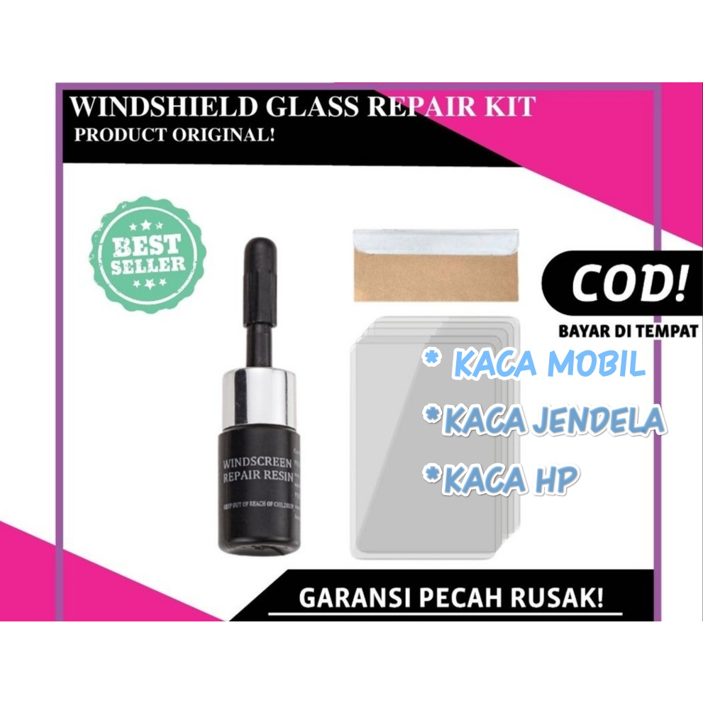 PROMO    Lem Kaca Mobil Akuarium Retak Windshield Glass Repair Kit Hitam Car Crack
