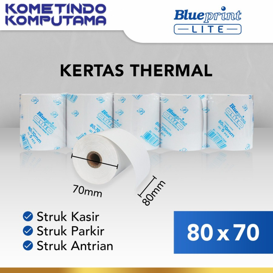 Kertas Thermal / Kasir / Struk LITE-BLUEPRINT 80x70 P POLOS 80x70