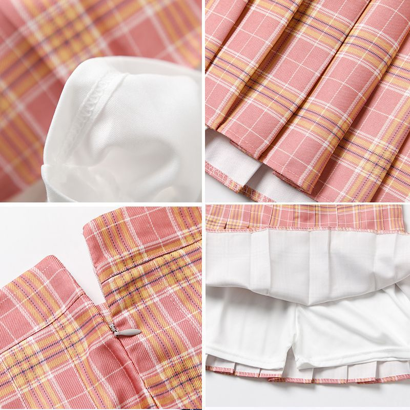 DF RK382 Korean Rok Mini Tartan Skirt Tennis Skirt Rok Lipit Motif Kotak Kotak