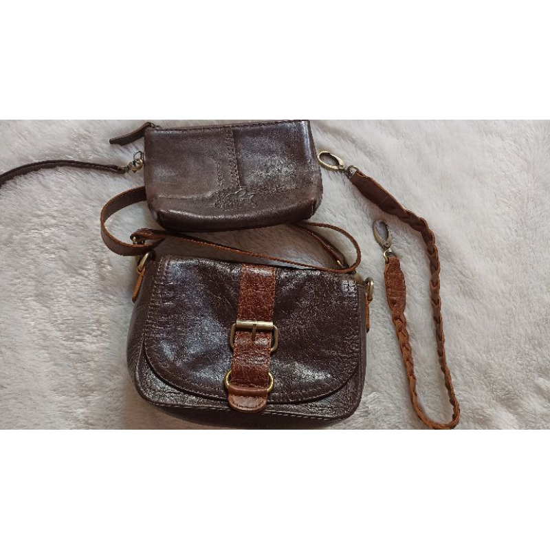 Tas Kulit Asli Abekani Luana Bag Dakrbrown (preloved) free pouch