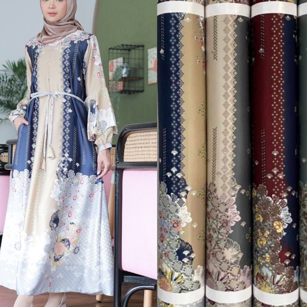 Kain Dr Silk Motif Zameera harga setengah meter untuk Sarimbit,gamis,tunik,kemeja,mukena