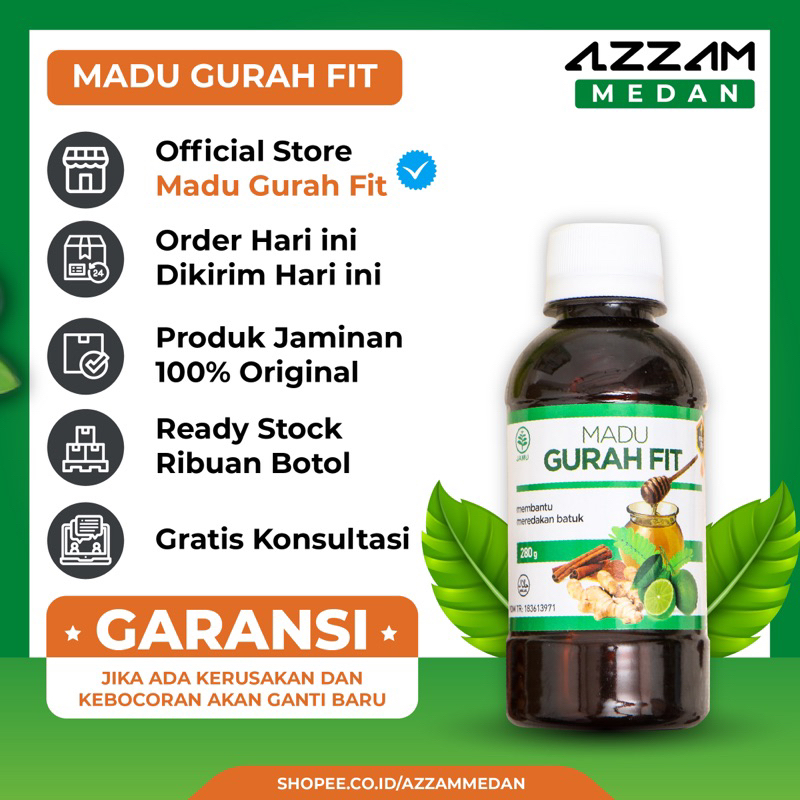 Madu Gurah Fit Asli Herbal Alami - Atasi Batuk Flu dan Sakit Tenggorokan - Madu Gura 280Gr