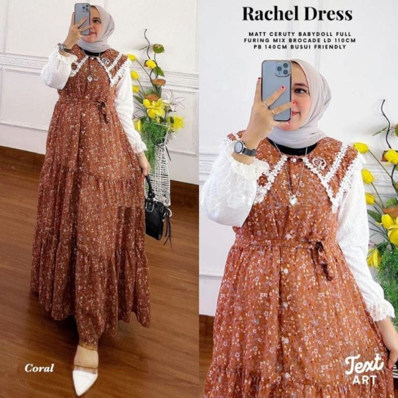 [COD] RACHEL DRESS [ gamis sakila motif ] GAMIS BEST SELLER