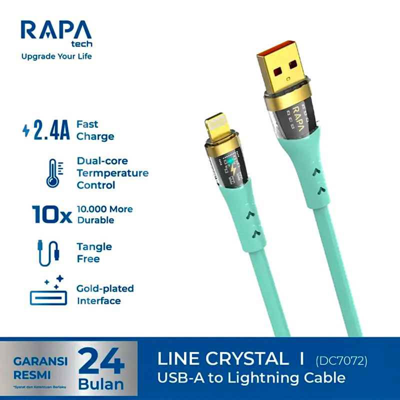 RAPAtech Kabel Data Usb Lightning Fast Charging Transparant Cable For iPhone 6/6S/6+/6S+/7/8/SE/7+/8+/X/XS Max/XR/11/12/13/14 Pro Max/ Line Crystal l