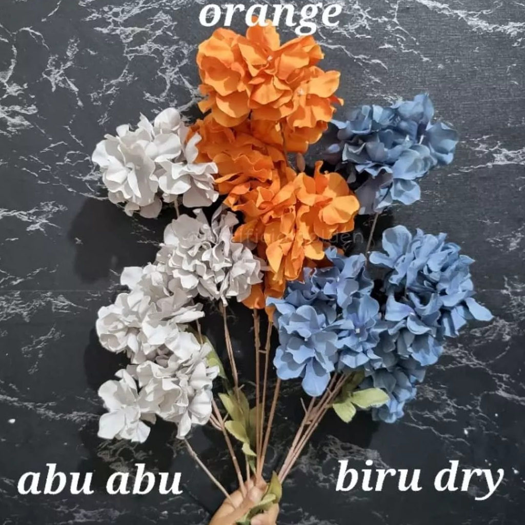 Bunga Artificial Hydrangea Autumn Cabang 3 Bunga Dekorasi