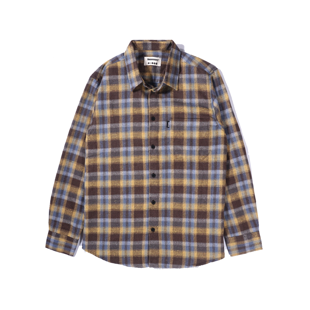 TNGRDEADLY Flanel Shirt ROTOR Brown Kemeja Pria