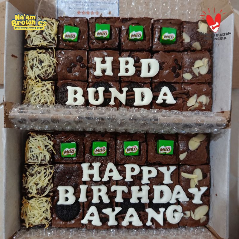 ( NA'AM ) KUE BROWNIES PANGGANG FUDGY COSTUME HURUF 20X10cm ISI 18 POTONG