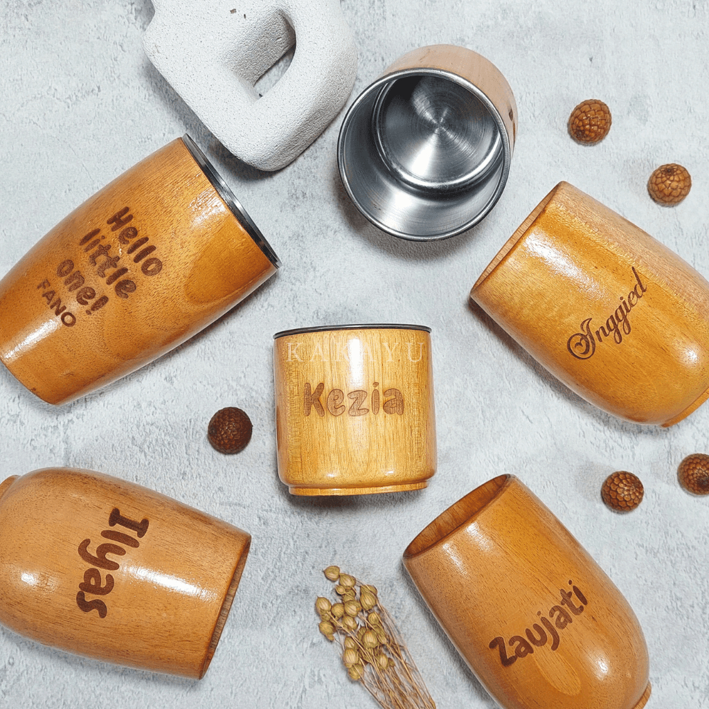 NEW GELAS KAYU MAHONI UKIR / GELAS KAYU STAINLESS / GELAS SOUVENIR KAYU / GELAS MUG UNIK / GELAS