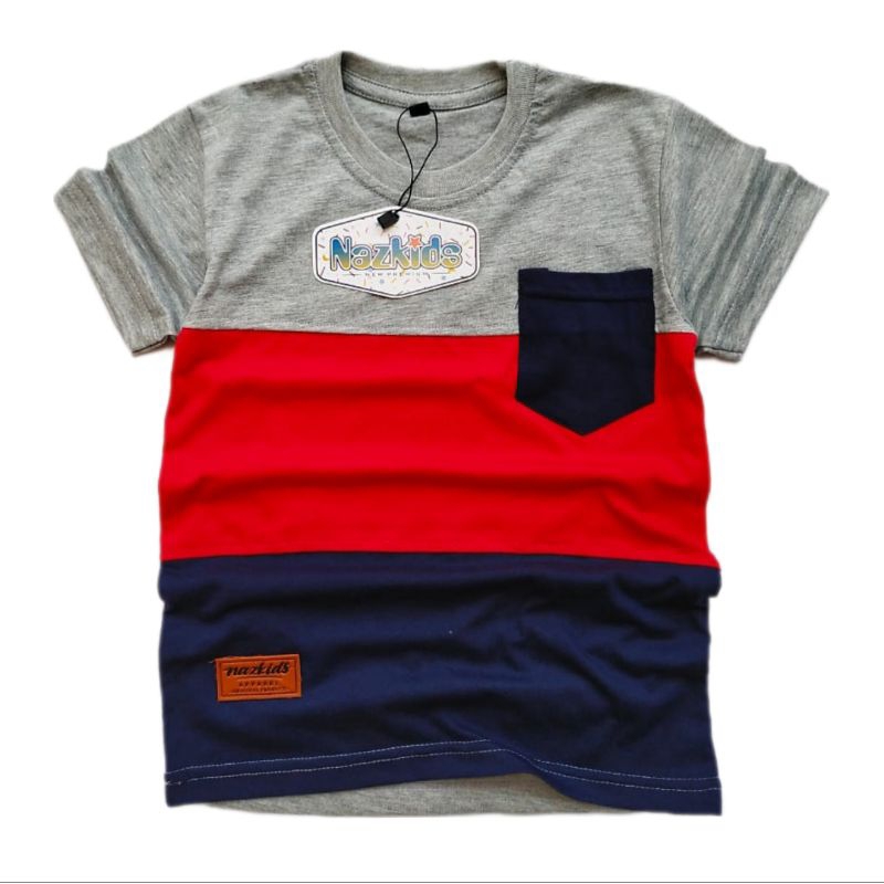 kaos anak kombinasi 3 warna/ kaos distro anak