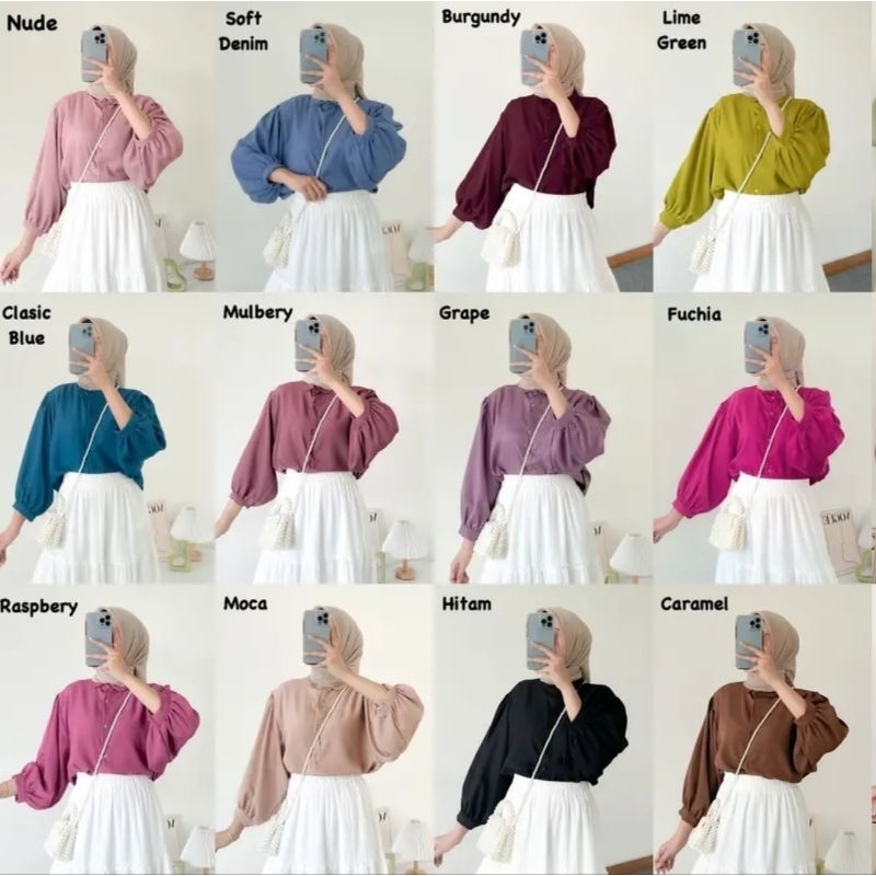 Elze Blouse Kemeja Wanita Bahan Sakila