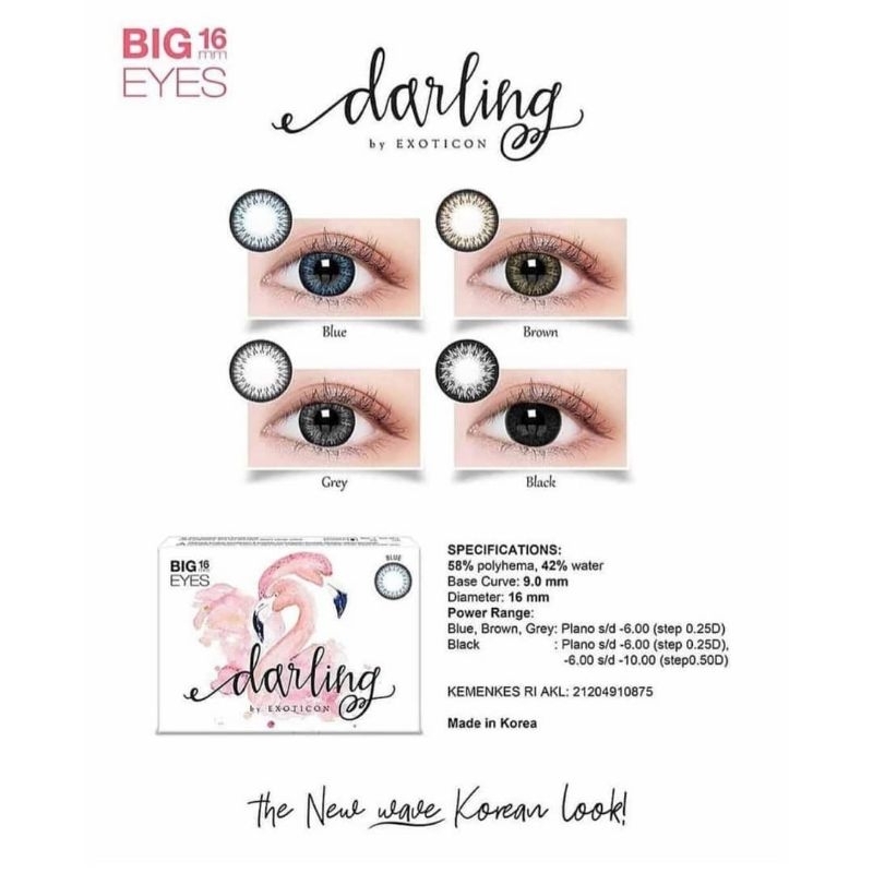 SOFTLENS DARLING BIG EYES. NORMAL/MINUS (s.d -6.00) MADE IN KOREA
