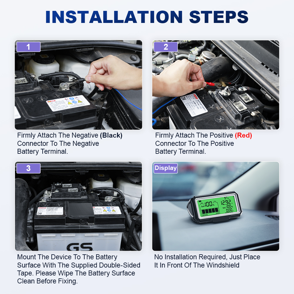 Ancel Bm200 Pro Alat Tester Kapasitas Baterai Mobil 12v Soh Soc Anti Air Dengan Layar Led