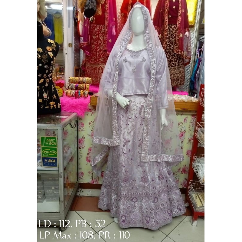 Lehenga Kuning Lenga Baju Pesta Pengantin Pernikahan Perkawinan Ungu Lilac Adat Bridal Makassar Bugi