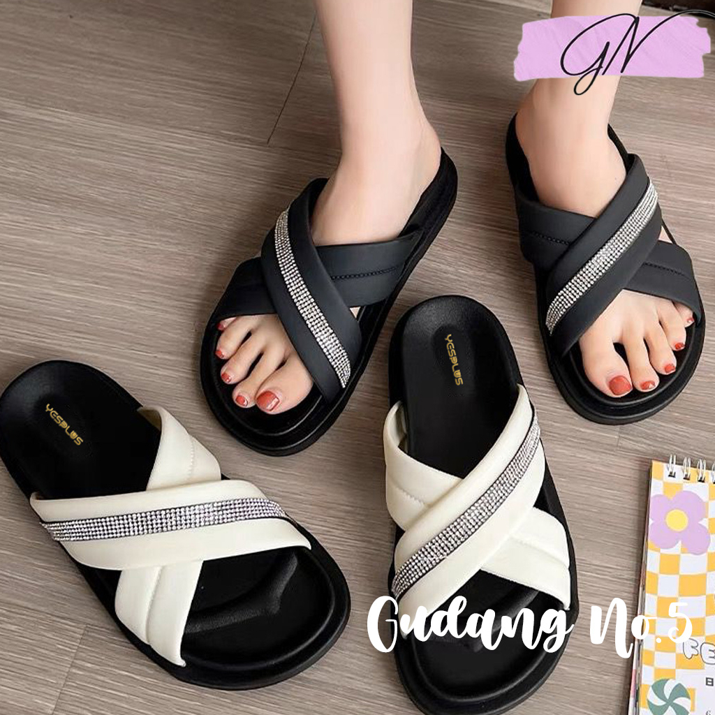 GN-809-2-Sandal Selop Jelly Tali Silang Wanita Terbaru Import Yesplus PCU