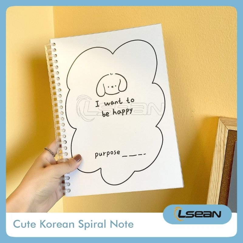 Notebook Spiral Cute Aesthetic Korean Hand Book Bear School Office