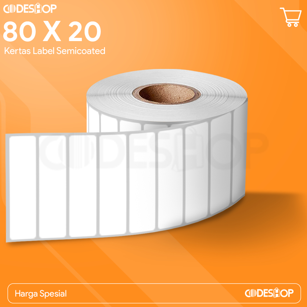 

Label Barcode 80 x 20 Sticker Semicoated 80x20 Core 1 Inch