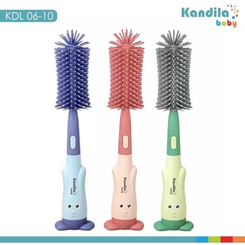 Kandila Baby Silicone Bottle Nipple Brush KDL06-9 KDL06-10 - Kandila Sikat Cuci Botol Dot Silikon 3in1 - Sikat Pembersih Botol Anak Bayi