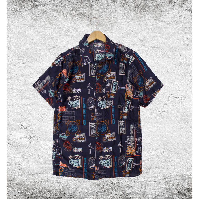 HipNop JAPAN Kemeja Pantai Pria Hawai Cowok Bali REGGAE Cowok Pendek Satai Rayon Halus Motif