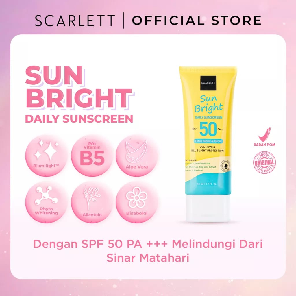 SCARLETT WHITENING SUNSCREEN - SUN BRIGHT DAILY SPF50 PA++ SUNSCREEN