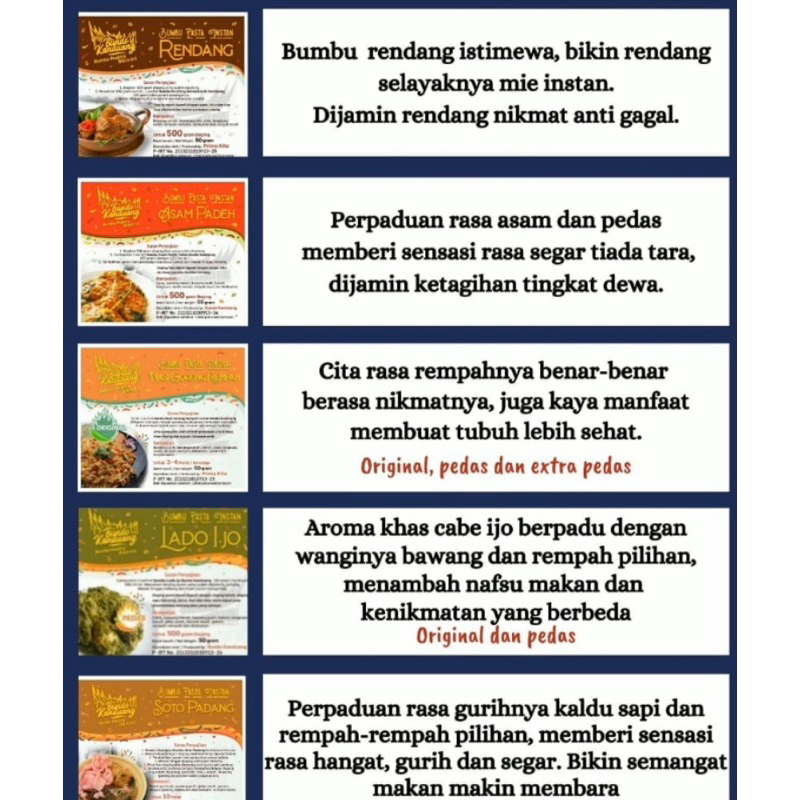 

BUMBU INSTAN BUNDO KANDUANG- Bumbu Pasta Instan Rendang asli Minangkabau (50gr)