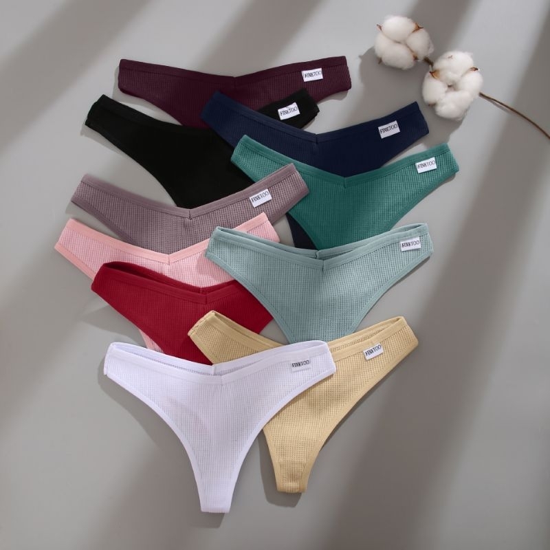 FINETOO FT72 Sexy Celana Dalam Wanita High Waist Thong Women Cotton Panty Soft G-string