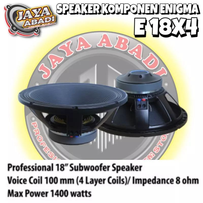 SPEAKER KOMPONEN 18 INCH ENIGMA E 18X4 PROFESIONAL SUBWOOFER ORIGINAL