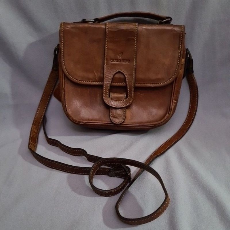 LEATHER BAG CARLO* AUTH