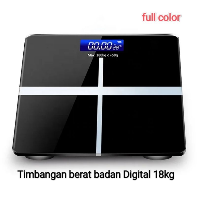 Timbangan Badan Digital 180Kg Indikator LCD Kaca Tempered Body Scale