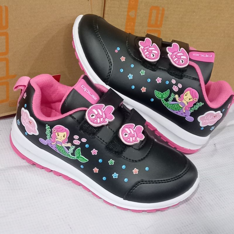 sepatu anak perempuan berkarakter Mermaid merk Ando original sepatu