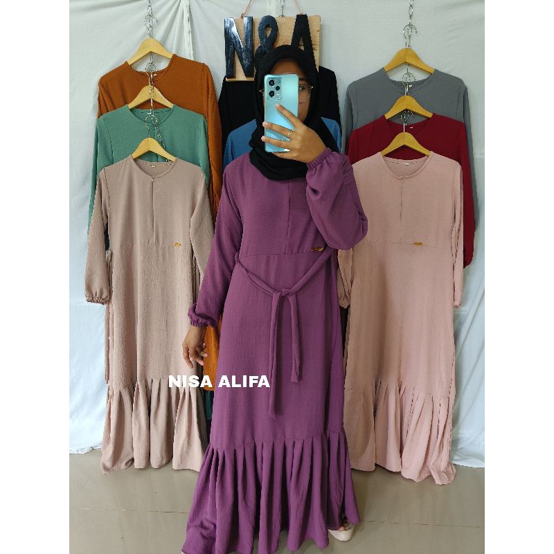 HAIKA DRESS BAHAN CRINKLE / GAMIS CRINKLE / BUSANA MUSLIM / GAMIS JUMBO / GAMIS TERBARU
