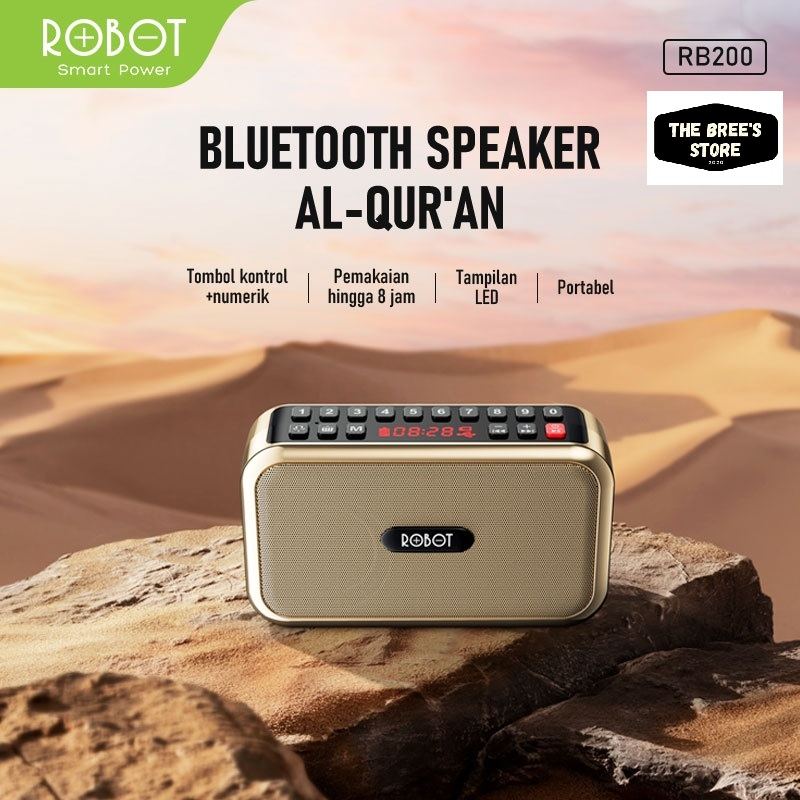 Speaker Bluetooth Alquran Robot RB200 Bluetooth Speaker dengan tombol kontrol numerik dan layar LED original - Garansi1 Tahun