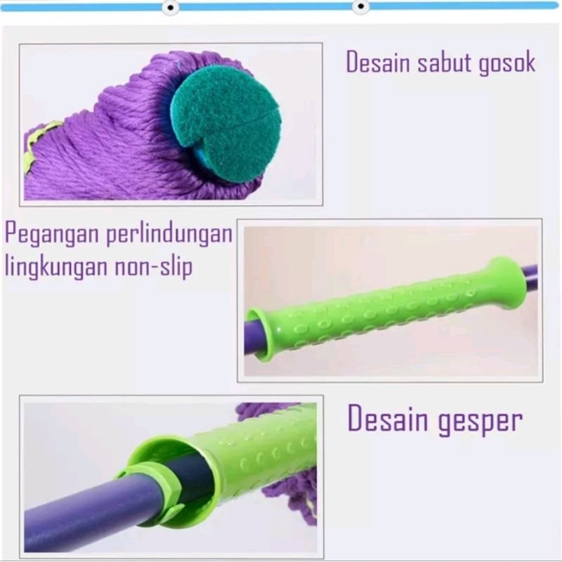 Twist Mop Alat pel lantai serbaguna otomatis praktis twist mop magic pembersih lantai