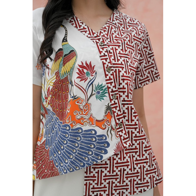 Batik Wanita Modern / Batik kantor Modern / batik seragam murah wanita / batik kimono asimetris 249