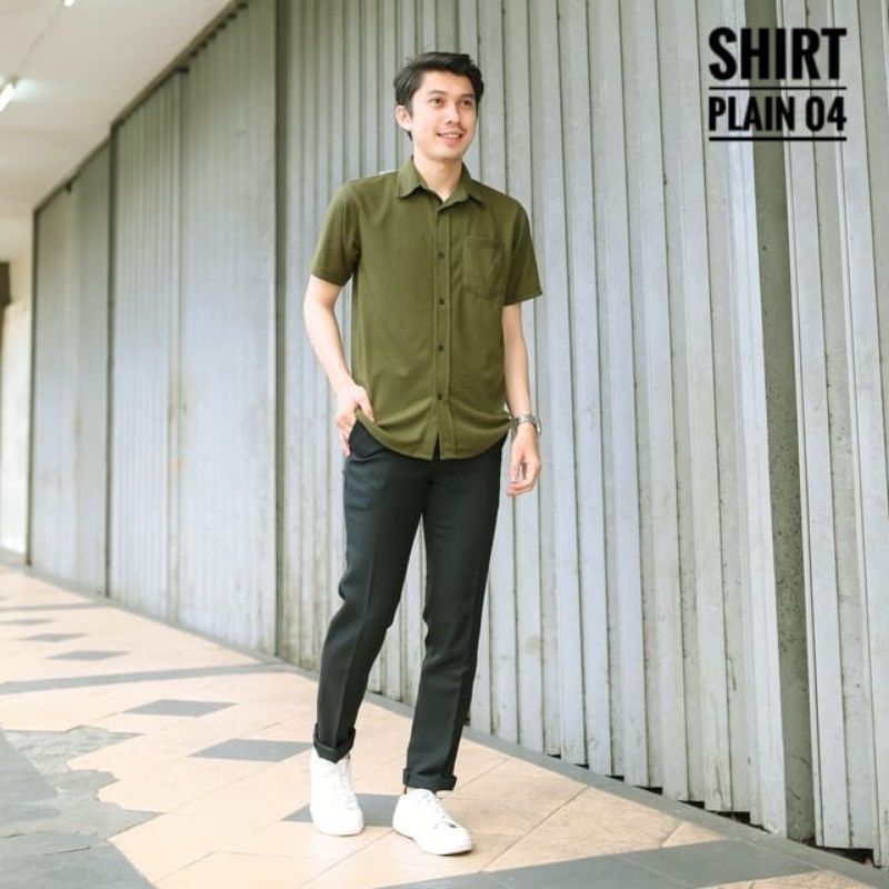 Kemeja polos pendek / kemeja polos kekinian / kemeja polos cowok / kemeja polos /Armi/ijobotol/putih