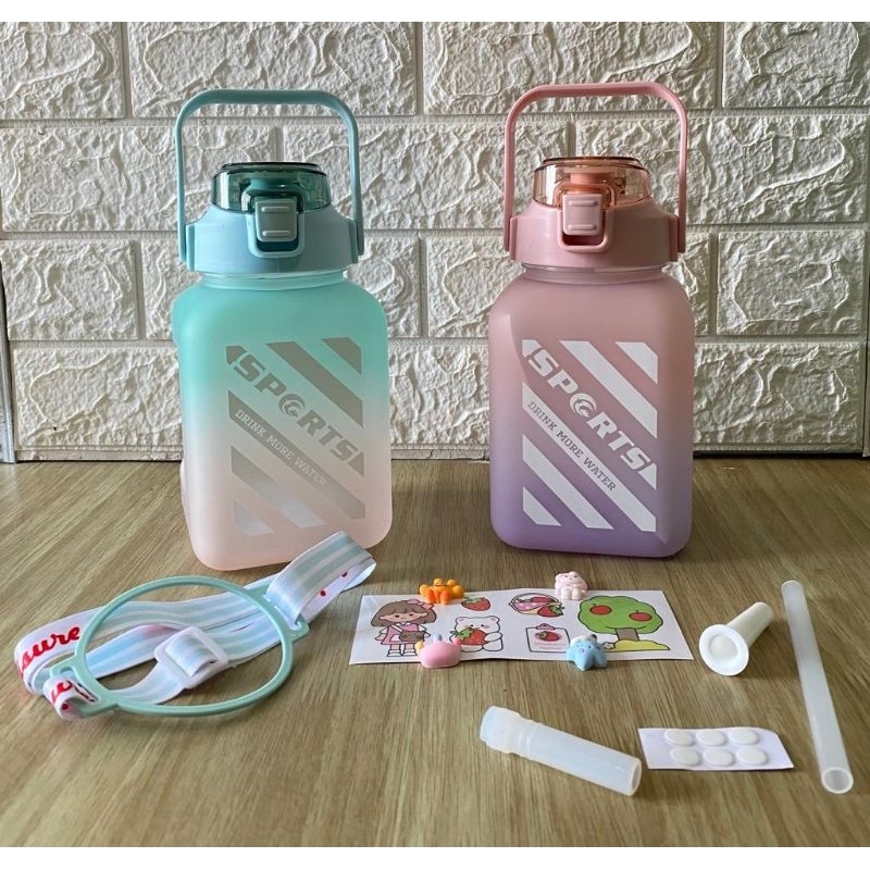 Botol Minum Viral Gemoy Gradasi Kotak 1.3L