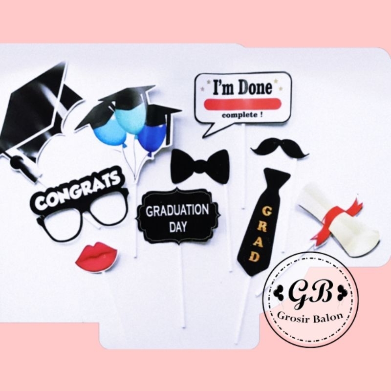 Photobooth PROPS tema GRADUATION WISUDA Kertas Stick / Photobooth Property Graduation