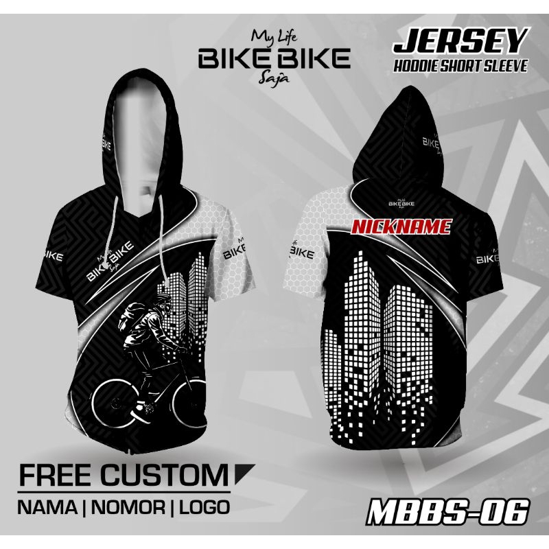 Hoodie Jersey gowes Hoodie sepeda lengan pendek